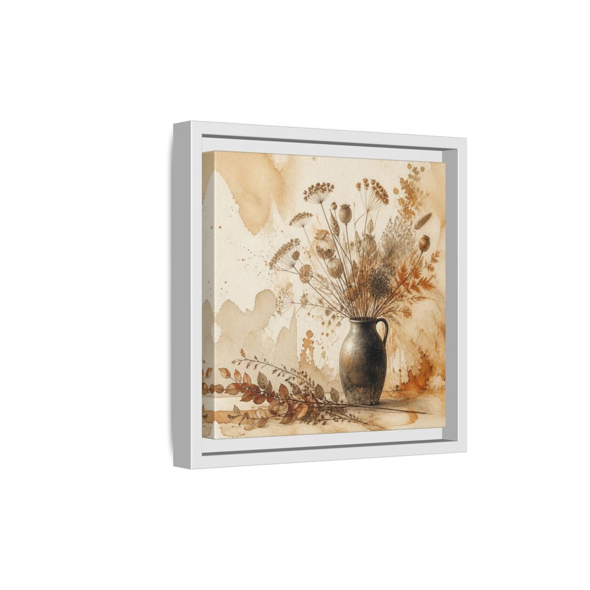 Side Mockup 19. Scandinavian Jug With Dried Botanicals shown as framed canvas print