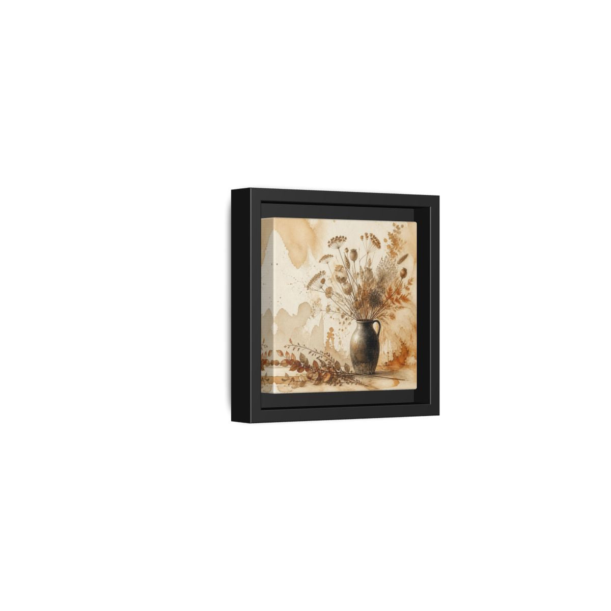 Side Mockup 24. Scandinavian Jug With Dried Botanicals shown as framed canvas print