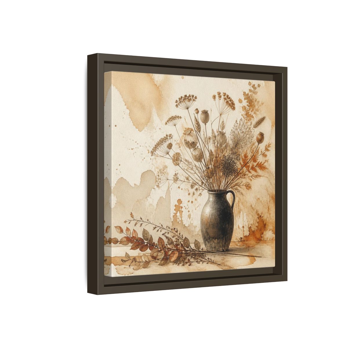 Side Mockup 17. Scandinavian Jug With Dried Botanicals shown as framed canvas print