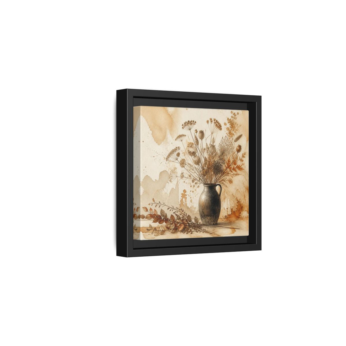 Side Mockup 3. Scandinavian Jug With Dried Botanicals shown as framed canvas print