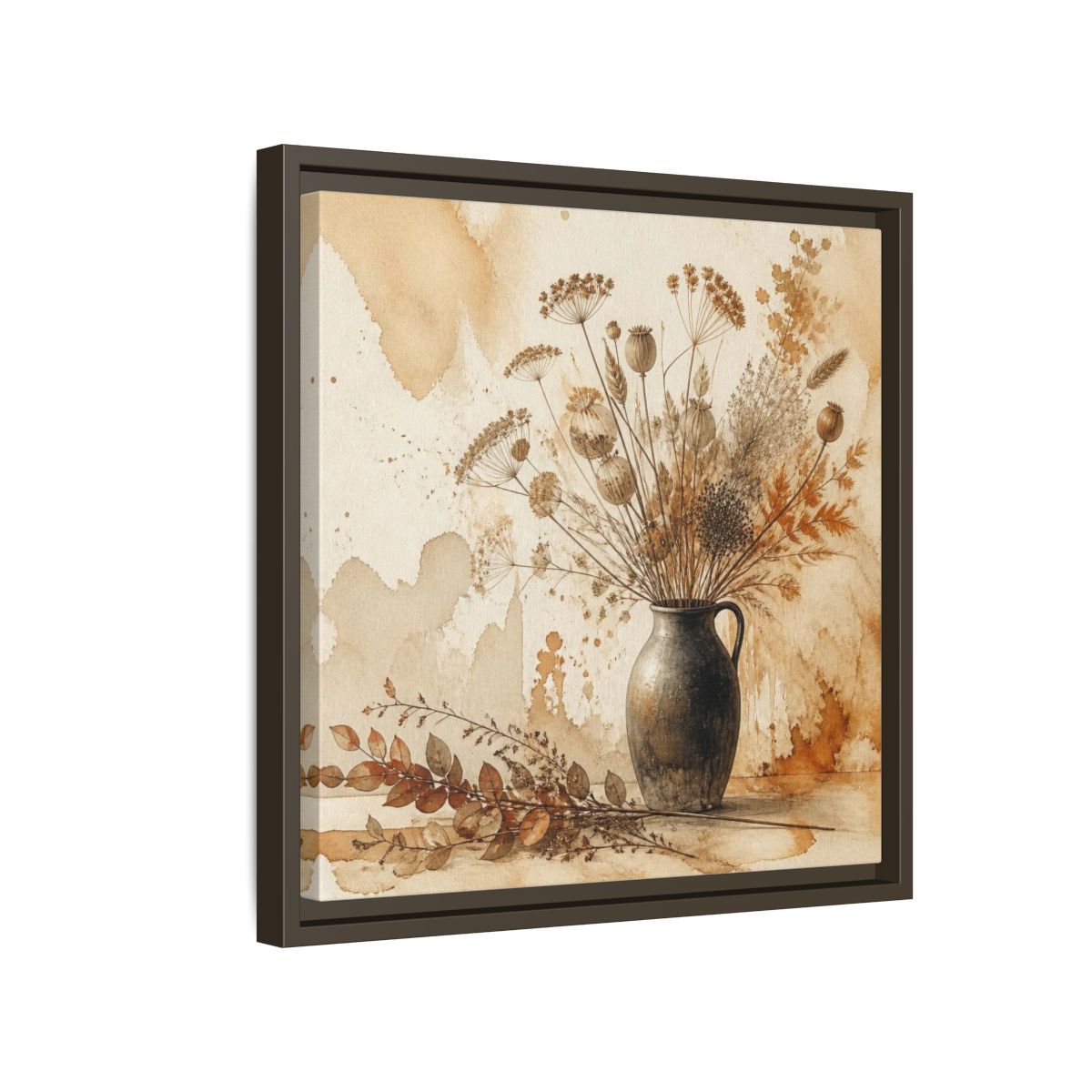 Side Mockup 14. Scandinavian Jug With Dried Botanicals shown as framed canvas print
