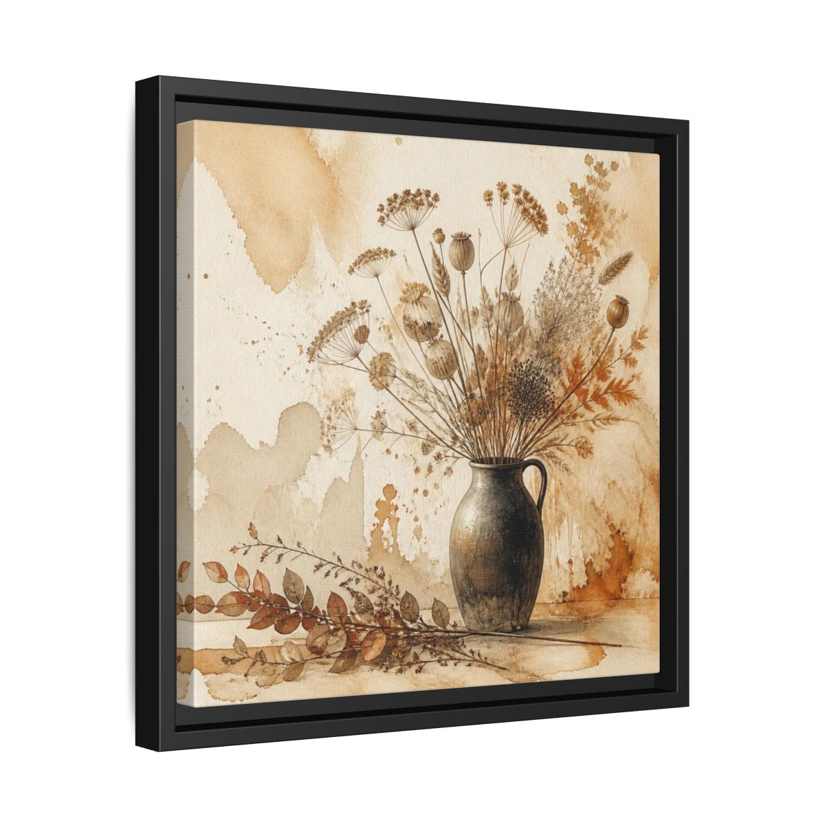 Side Mockup 32. Scandinavian Jug With Dried Botanicals shown as framed canvas print