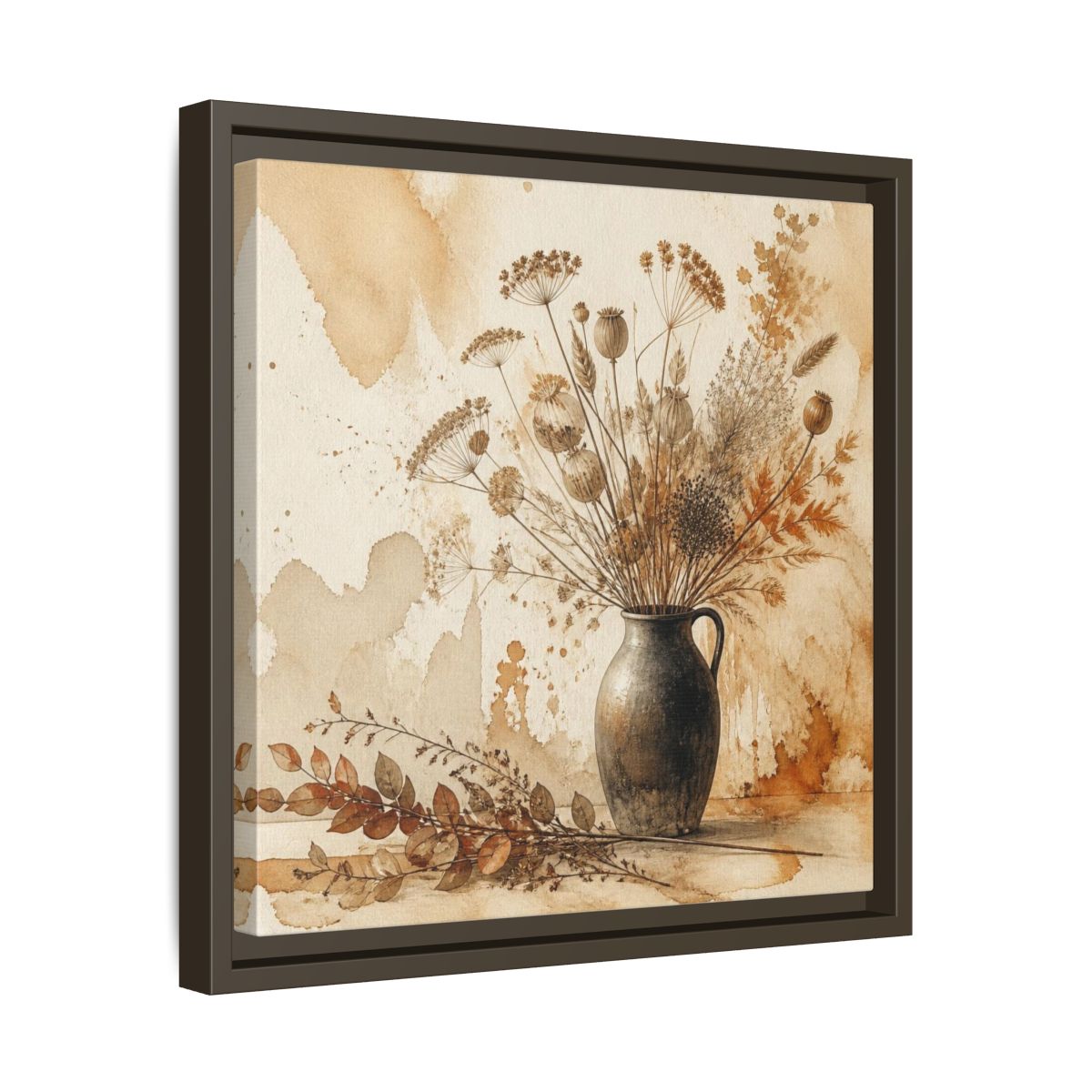 Side Mockup 29. Scandinavian Jug With Dried Botanicals shown as framed canvas print