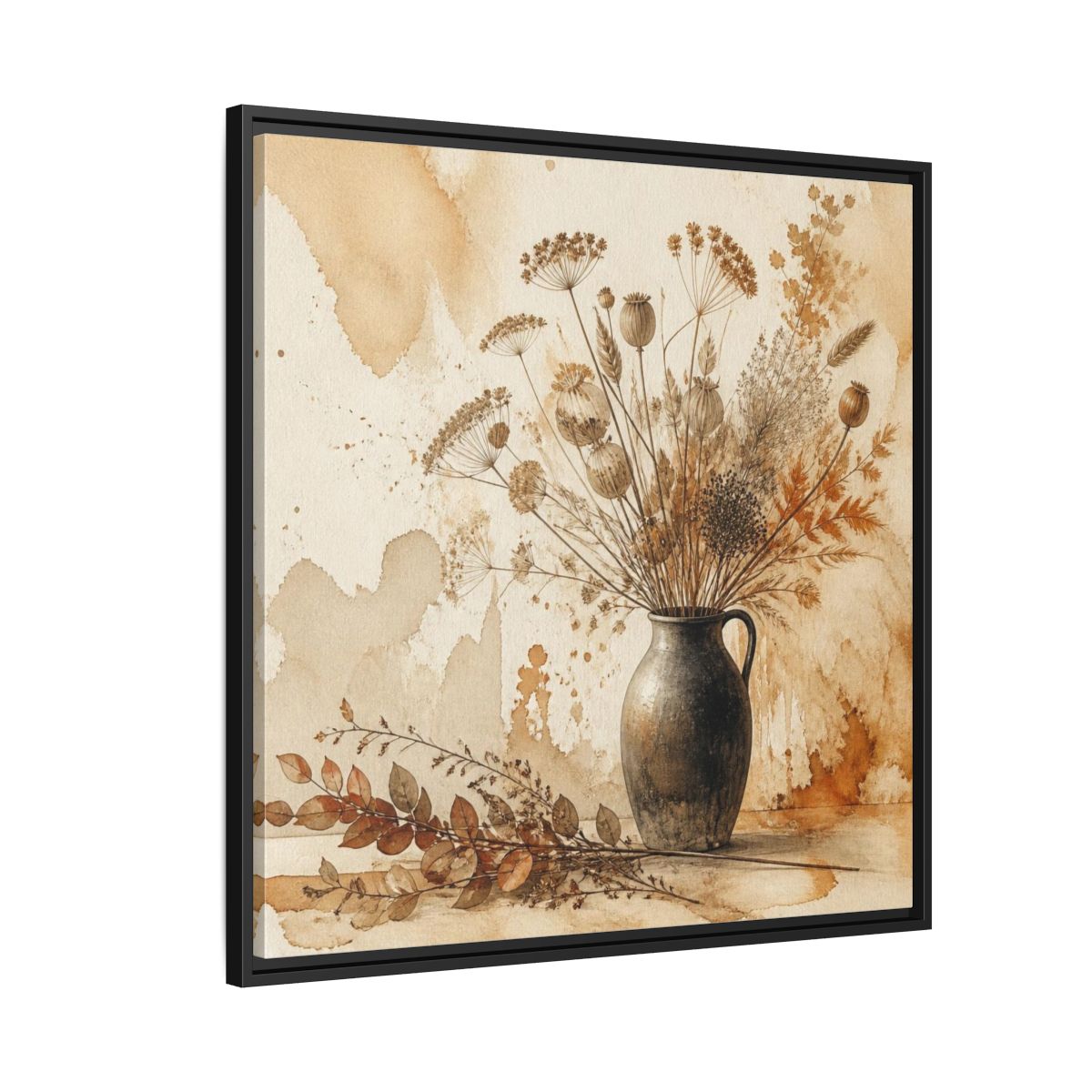 Side Mockup 9. Scandinavian Jug With Dried Botanicals shown as framed canvas print