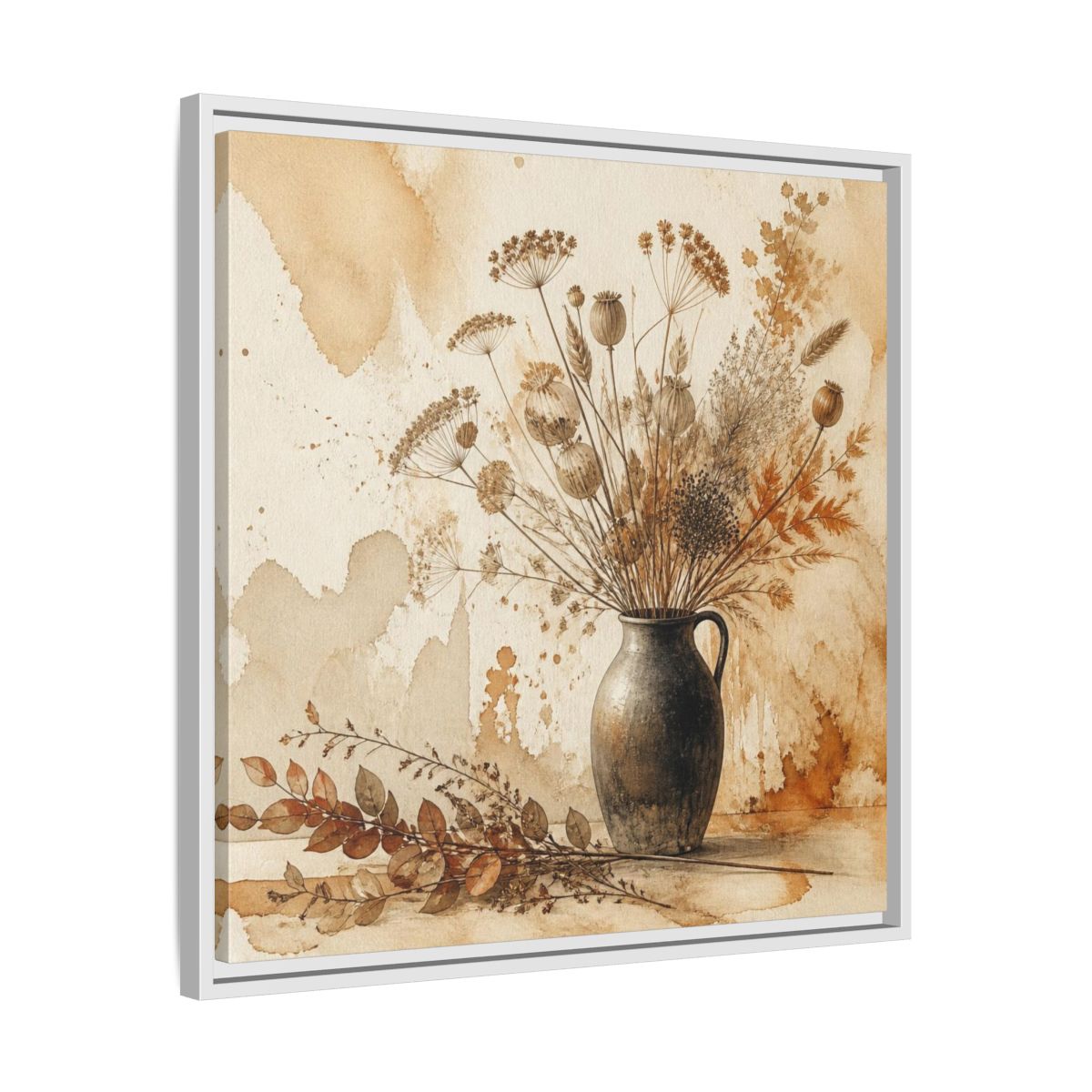 Side Mockup 26. Scandinavian Jug With Dried Botanicals shown as framed canvas print
