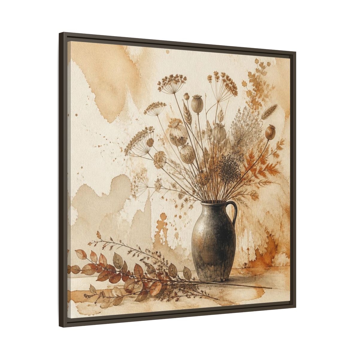 Main Mockup. Scandinavian Jug With Dried Botanicals shown as framed canvas print