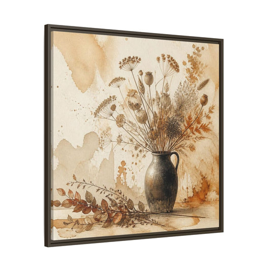 Main Mockup. Scandinavian Jug With Dried Botanicals shown as framed canvas print