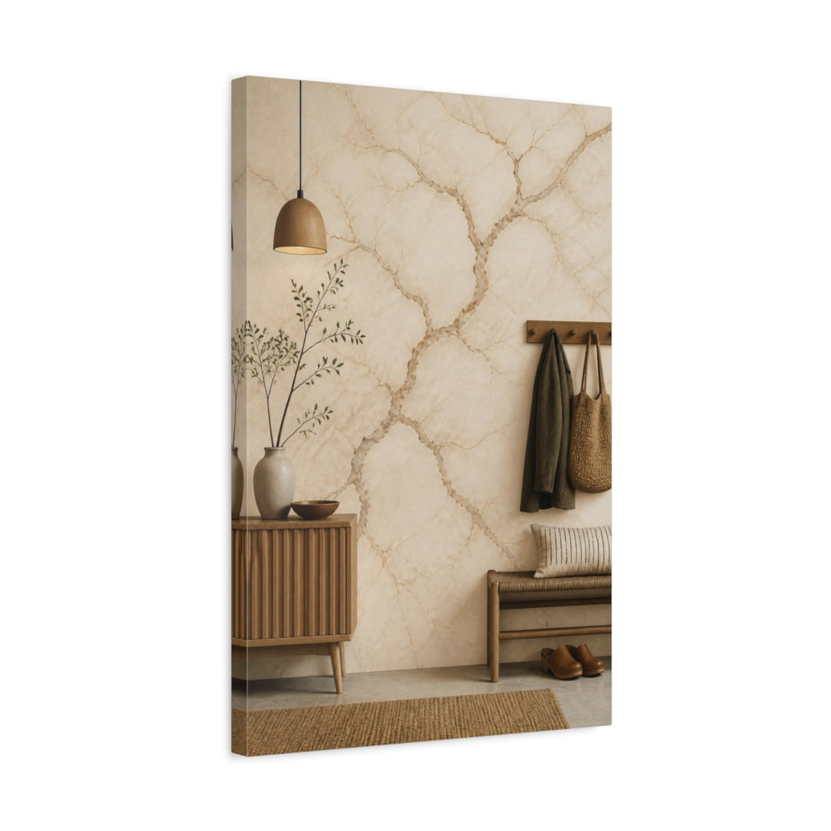 Side Mockup 3. Scandinavian Marble Veins shown as canvas print