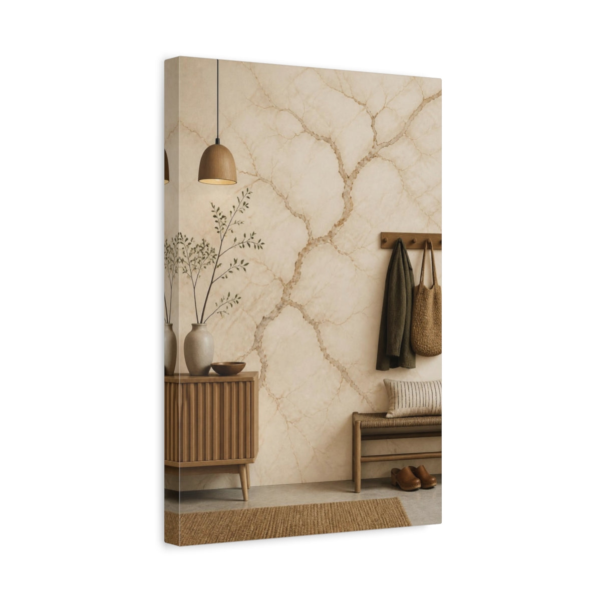 Side Mockup 4. Scandinavian Marble Veins shown as canvas print