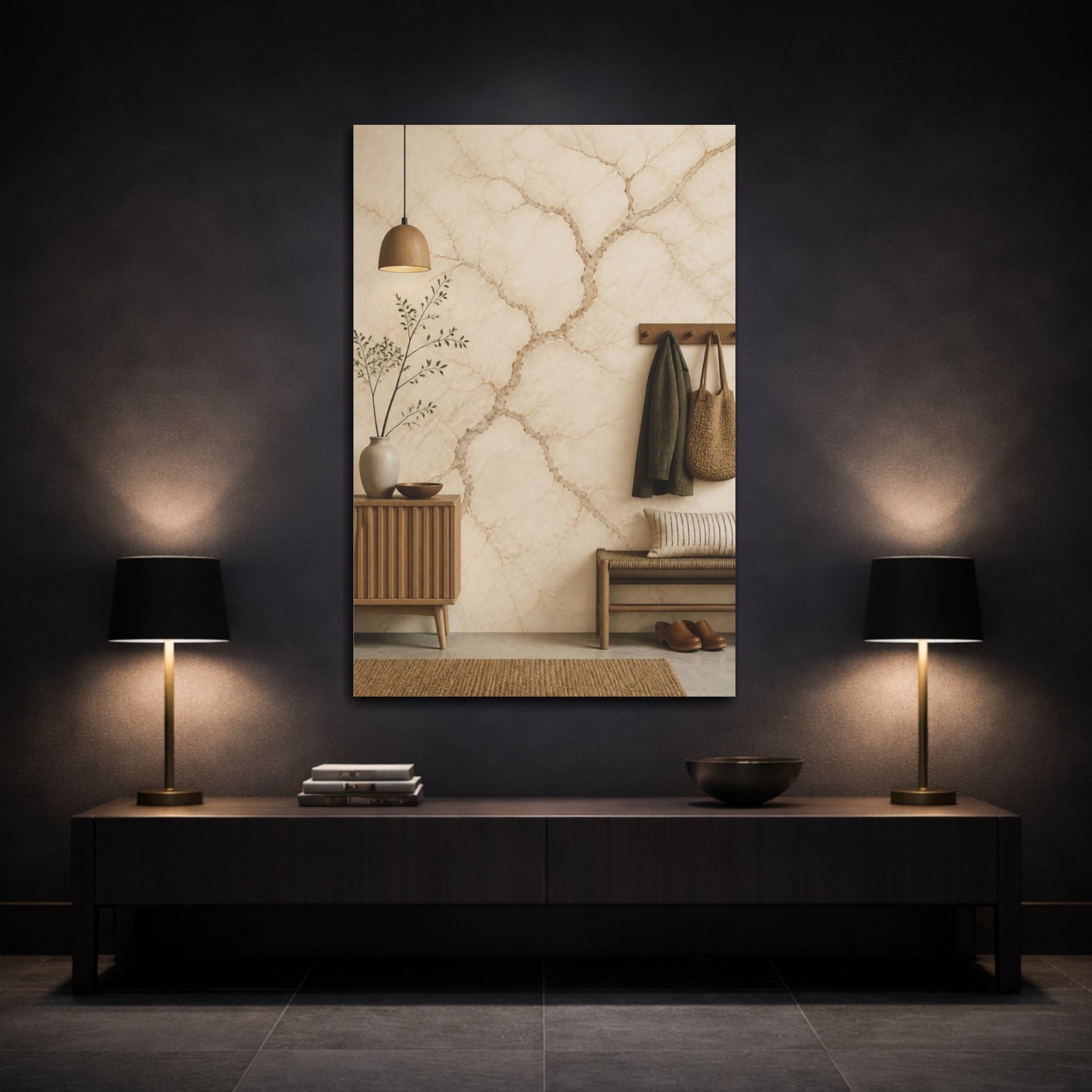 Mockup 3. Scandinavian Marble Veins shown as canvas print