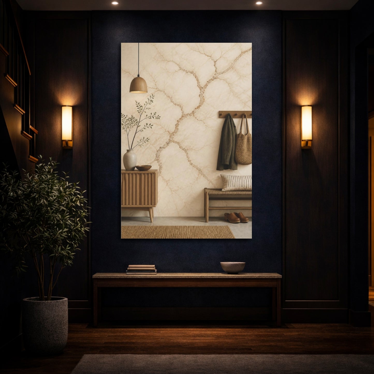 Mockup 4. Scandinavian Marble Veins shown as canvas print