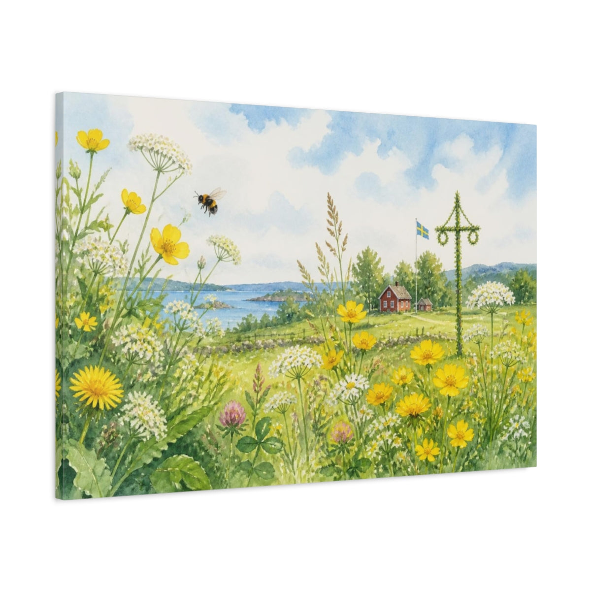 Main Mockup. Scandinavian Meadow Wildflowers shown as canvas print
