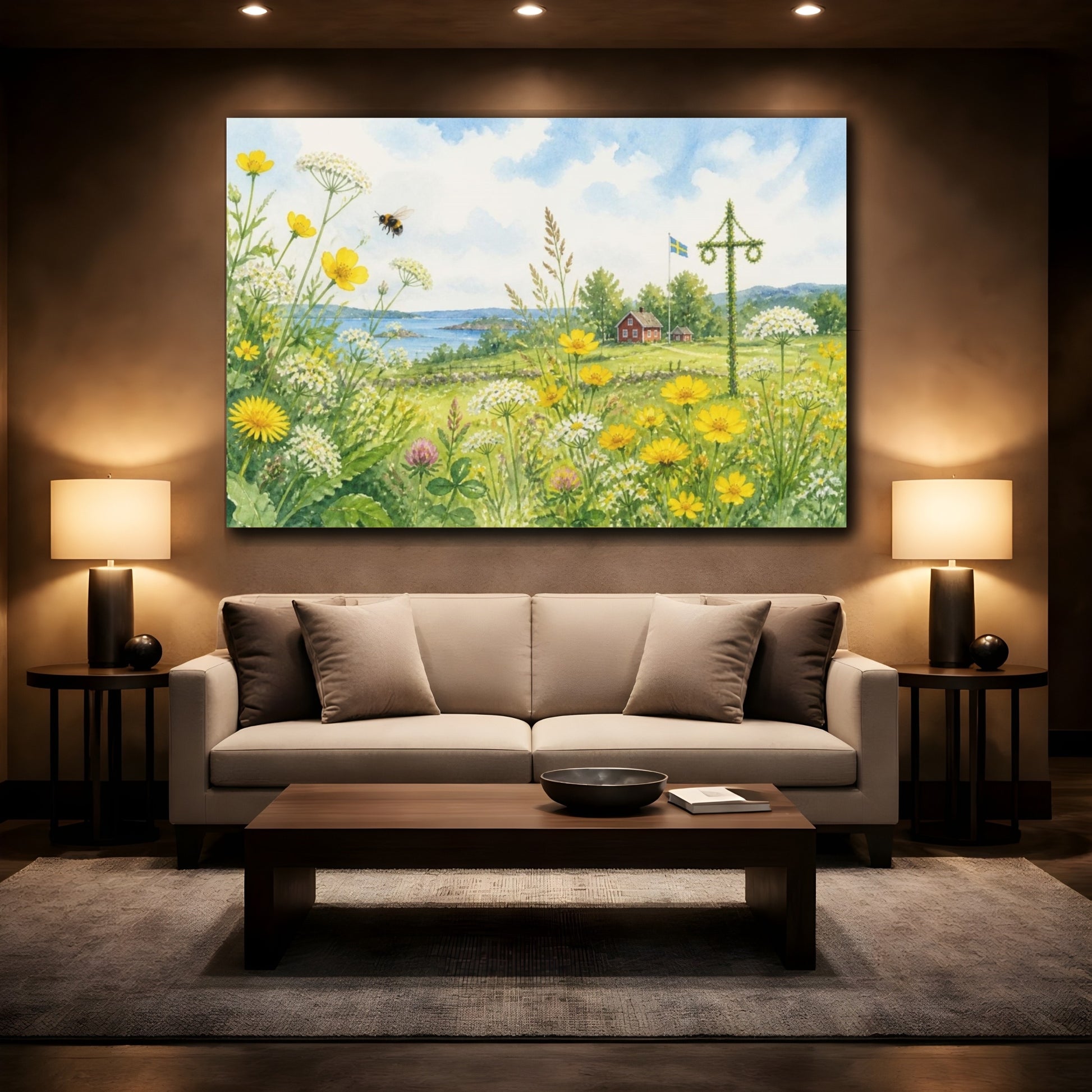 Mockup 2. Scandinavian Meadow Wildflowers shown as canvas print
