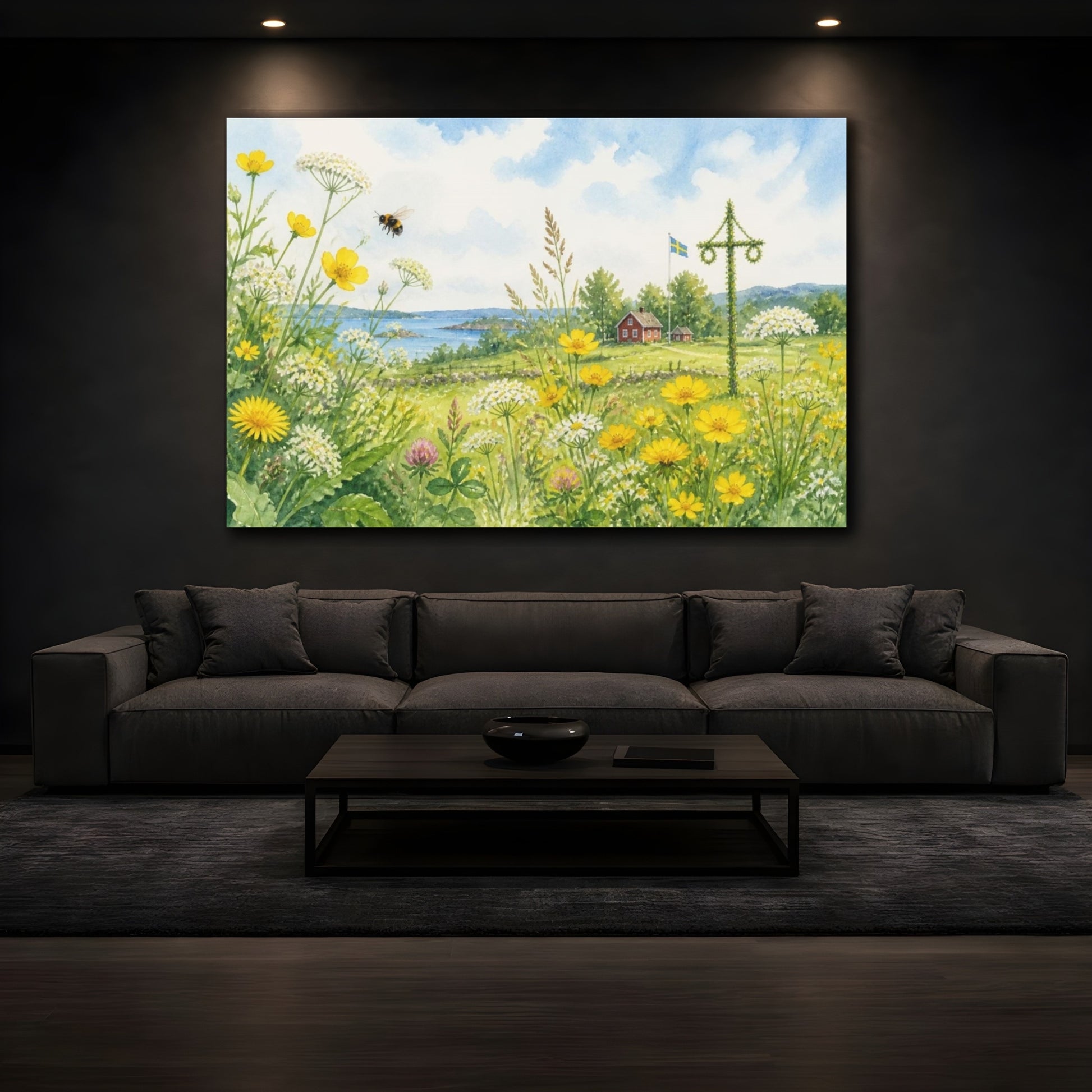 Mockup 3. Scandinavian Meadow Wildflowers shown as canvas print