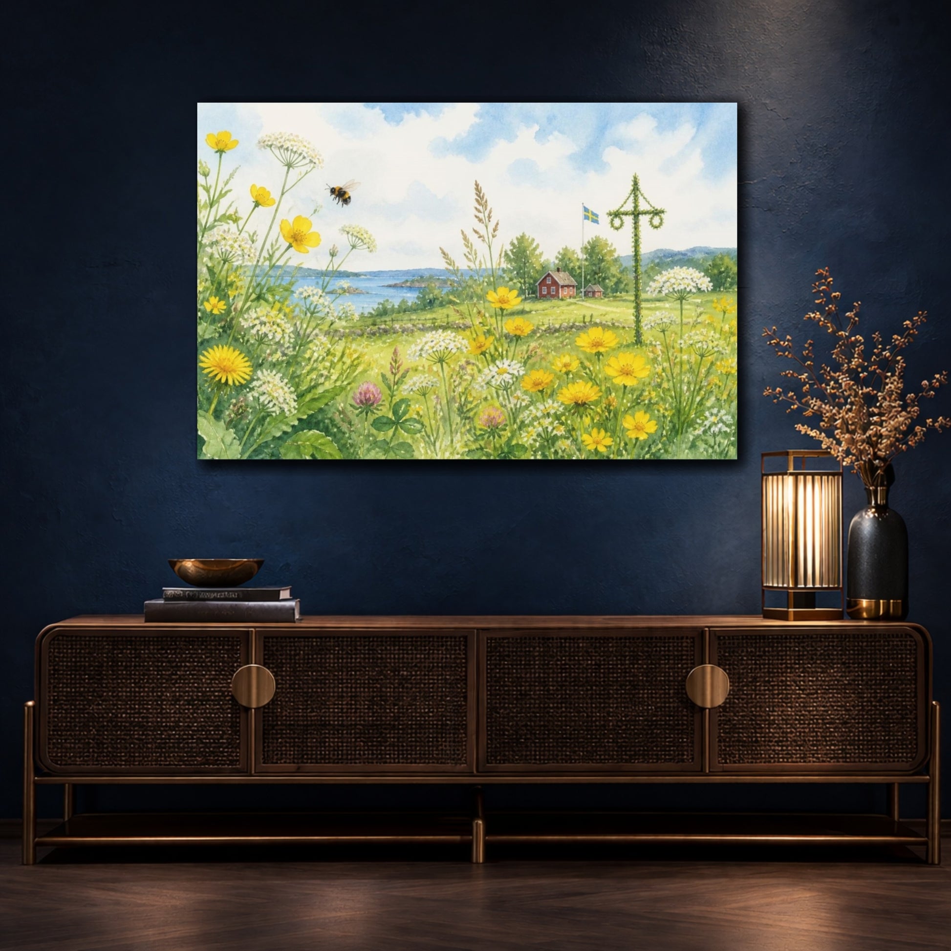 Mockup 4. Scandinavian Meadow Wildflowers shown as canvas print