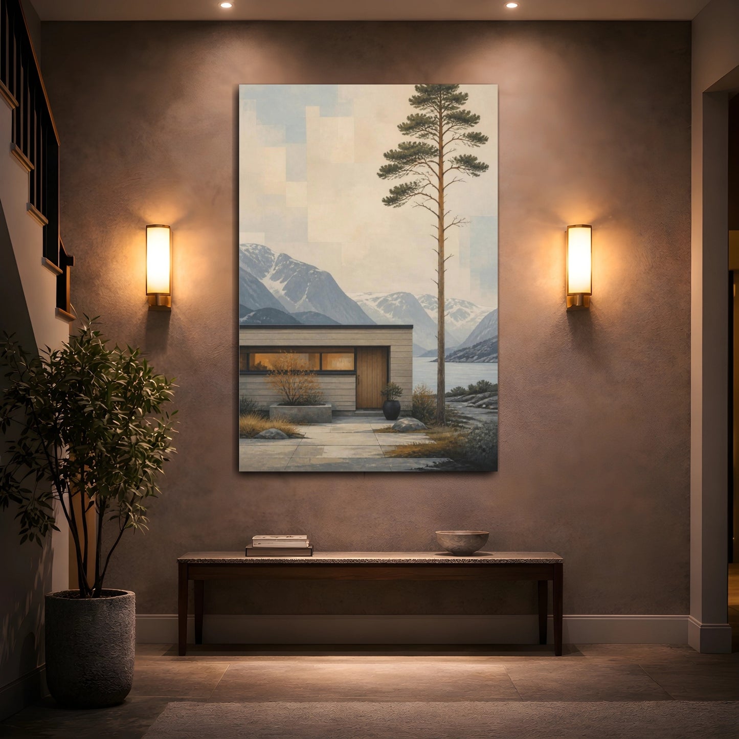 Mockup 2. Scandinavian Pine Retreat shown as canvas print