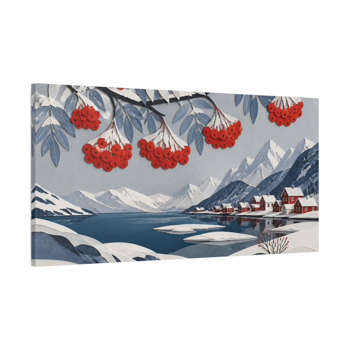 Main Mockup. Scandinavian Rowan Berries shown as canvas print