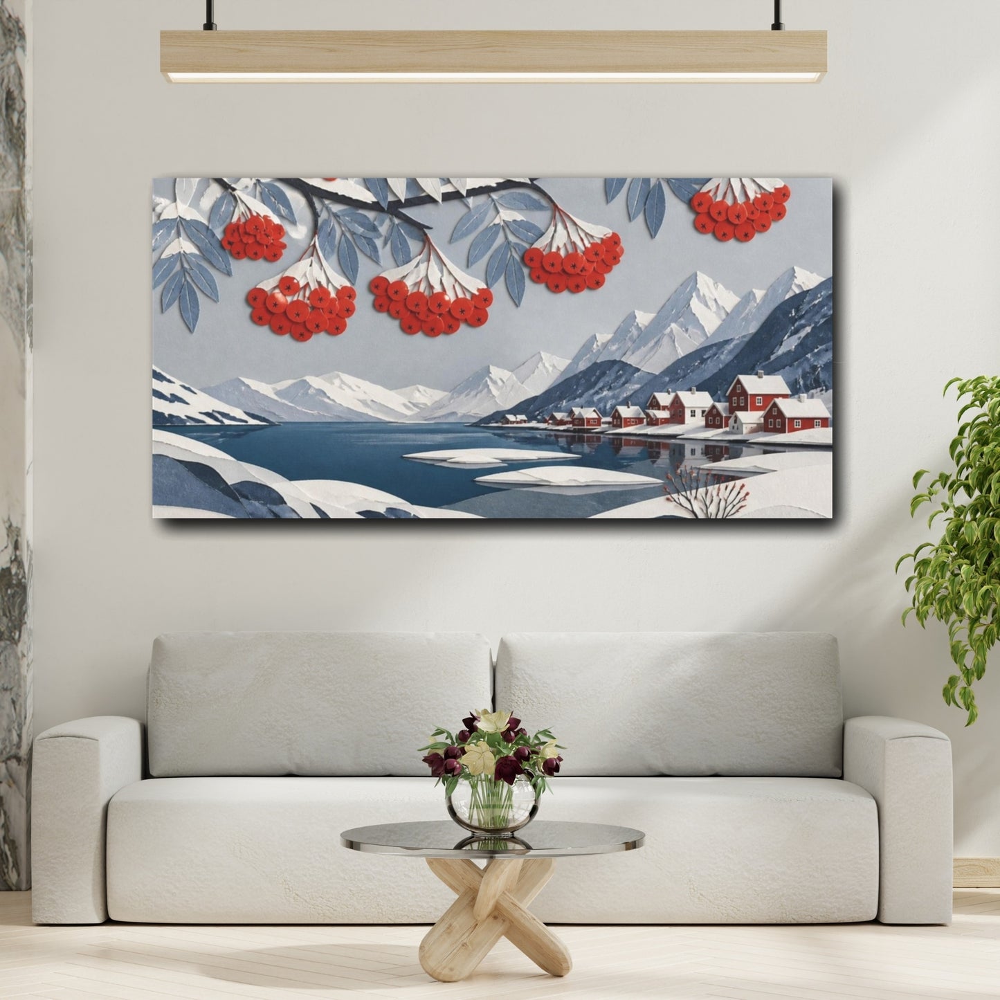Mockup 2. Scandinavian Rowan Berries shown as canvas print