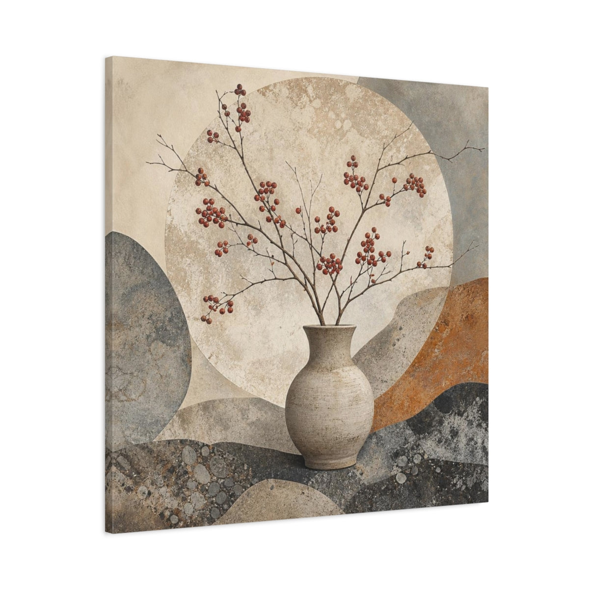 Main Mockup. Scandinavian Stoneware Vase shown as canvas print