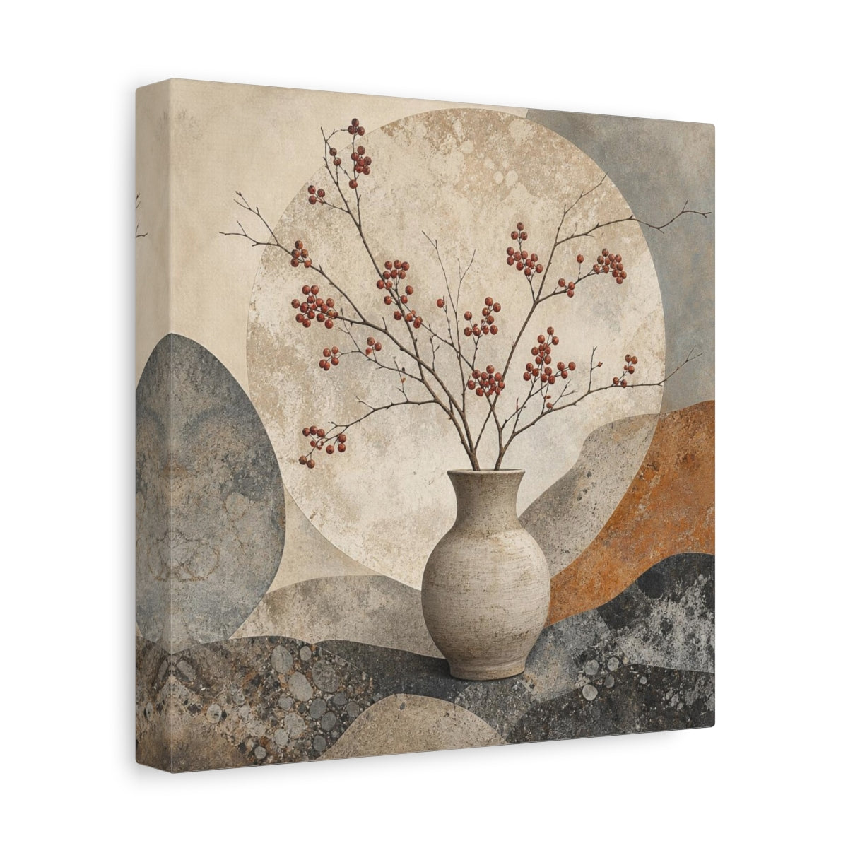 Side Mockup 9. Scandinavian Stoneware Vase shown as canvas print