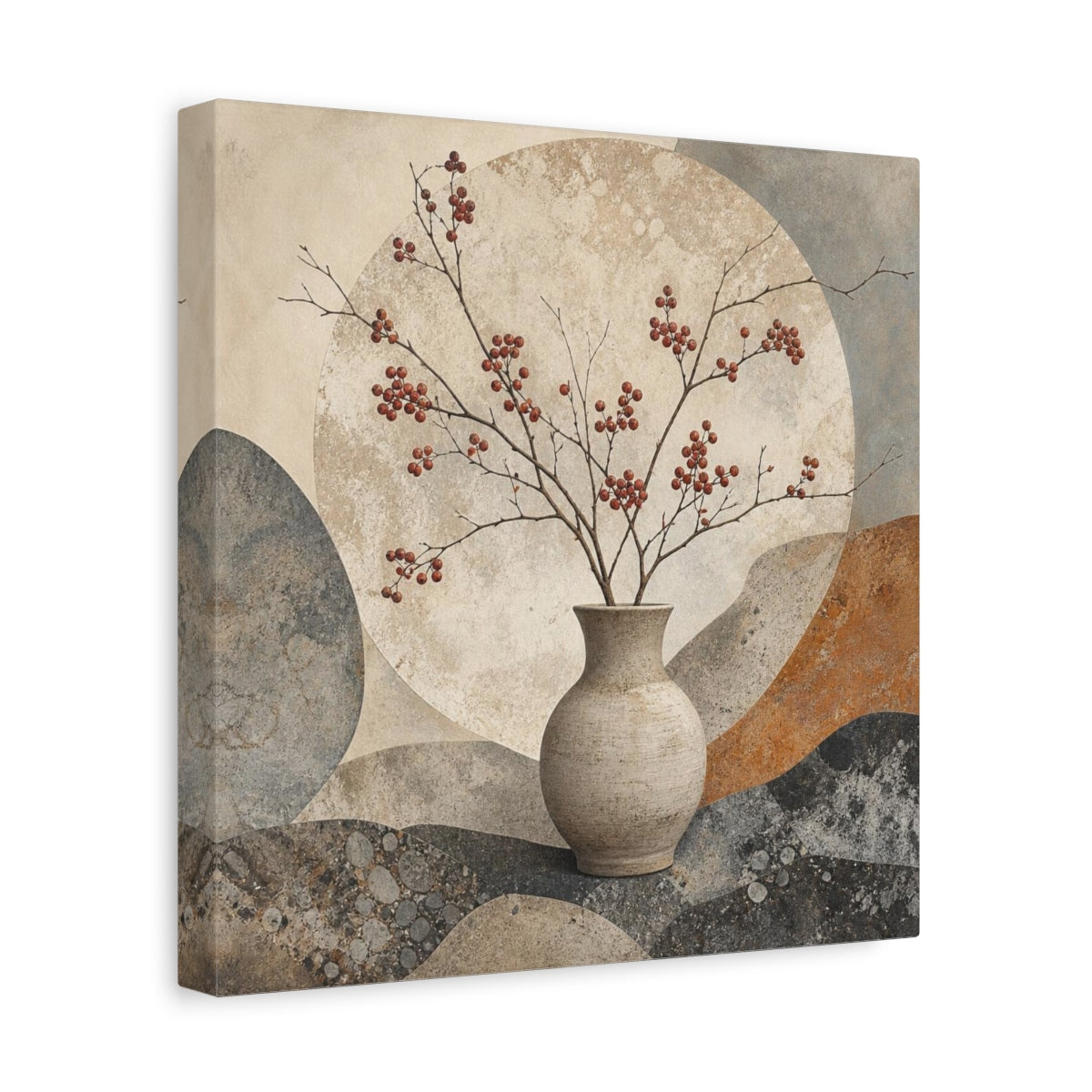 Side Mockup 8. Scandinavian Stoneware Vase shown as canvas print