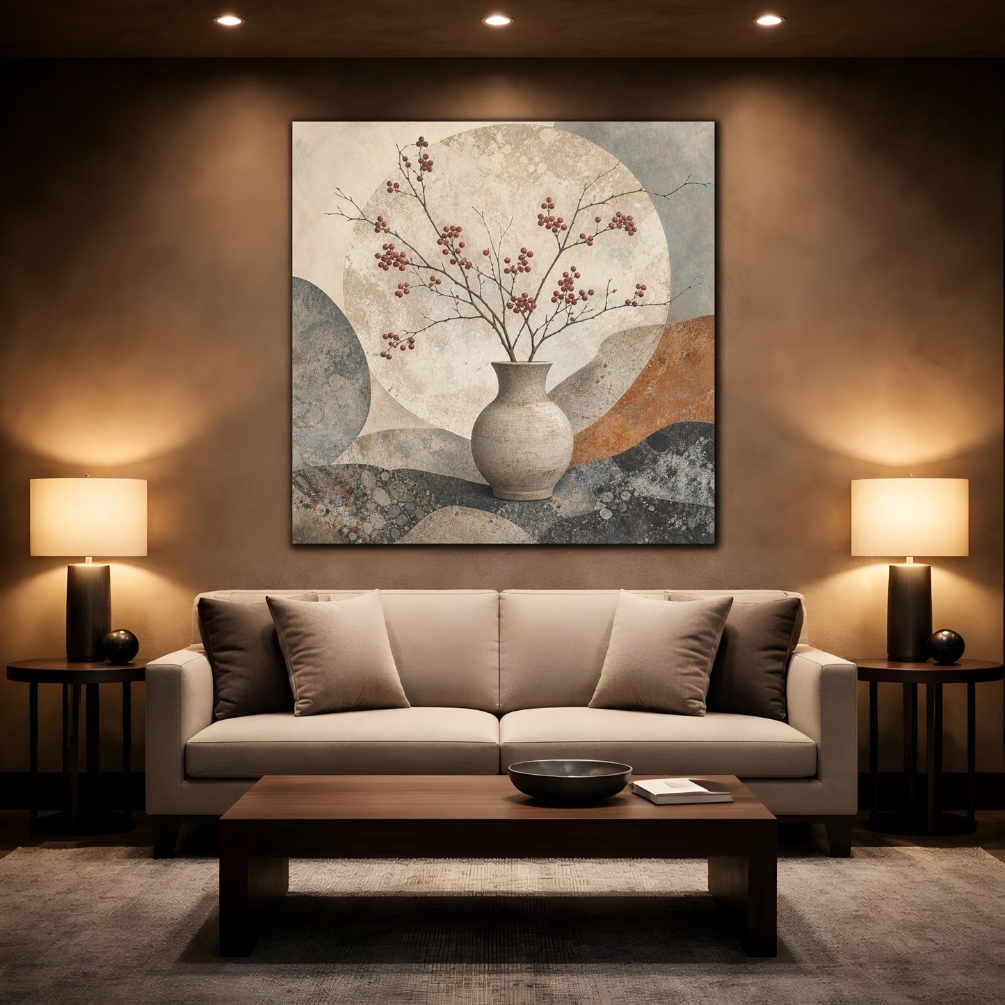 Mockup 2. Scandinavian Stoneware Vase shown as canvas print