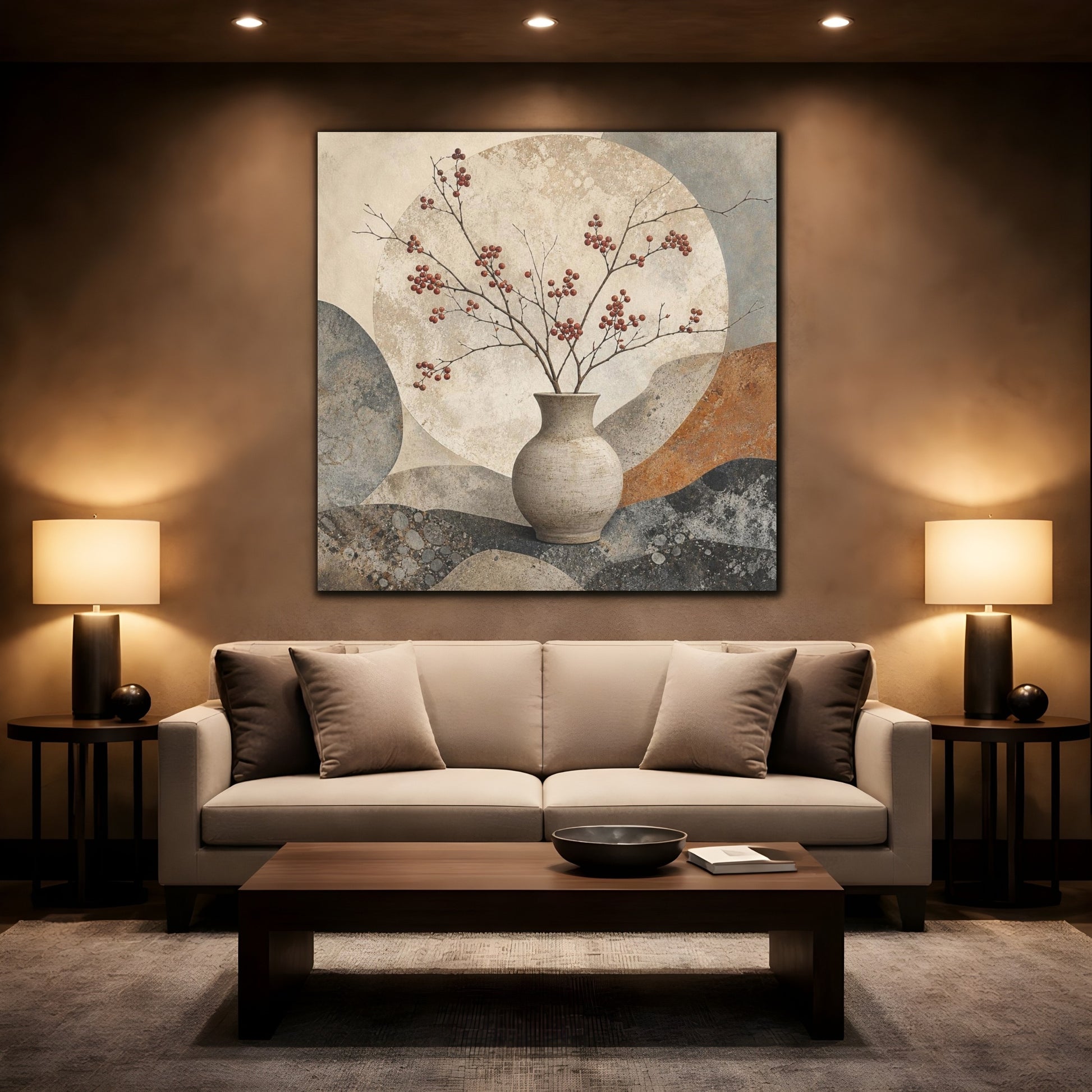 Mockup 2. Scandinavian Stoneware Vase shown as canvas print