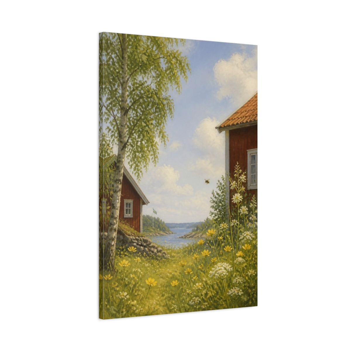 Main Mockup. Scandinavian Summer Meadow shown as canvas print