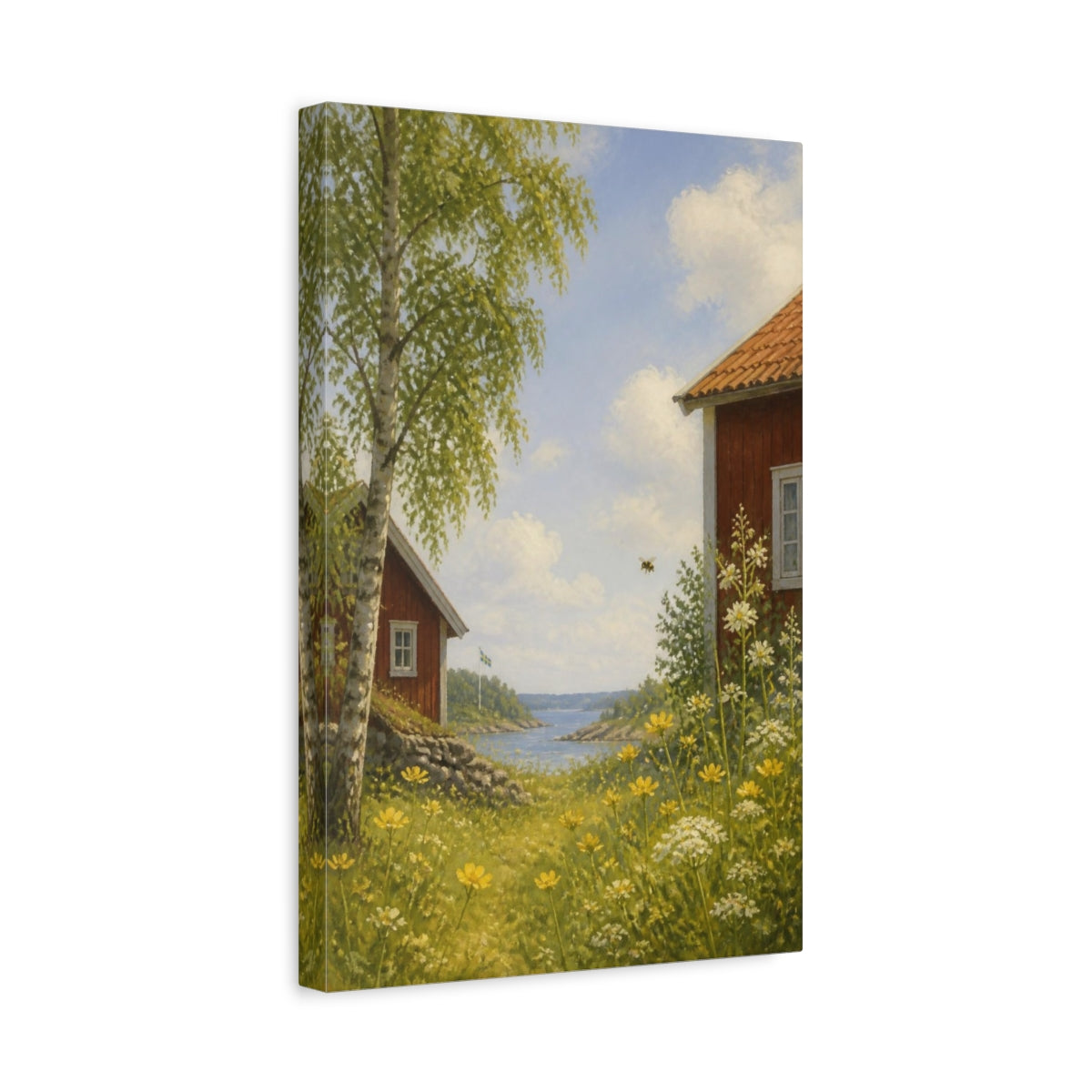 Side Mockup 4. Scandinavian Summer Meadow shown as canvas print