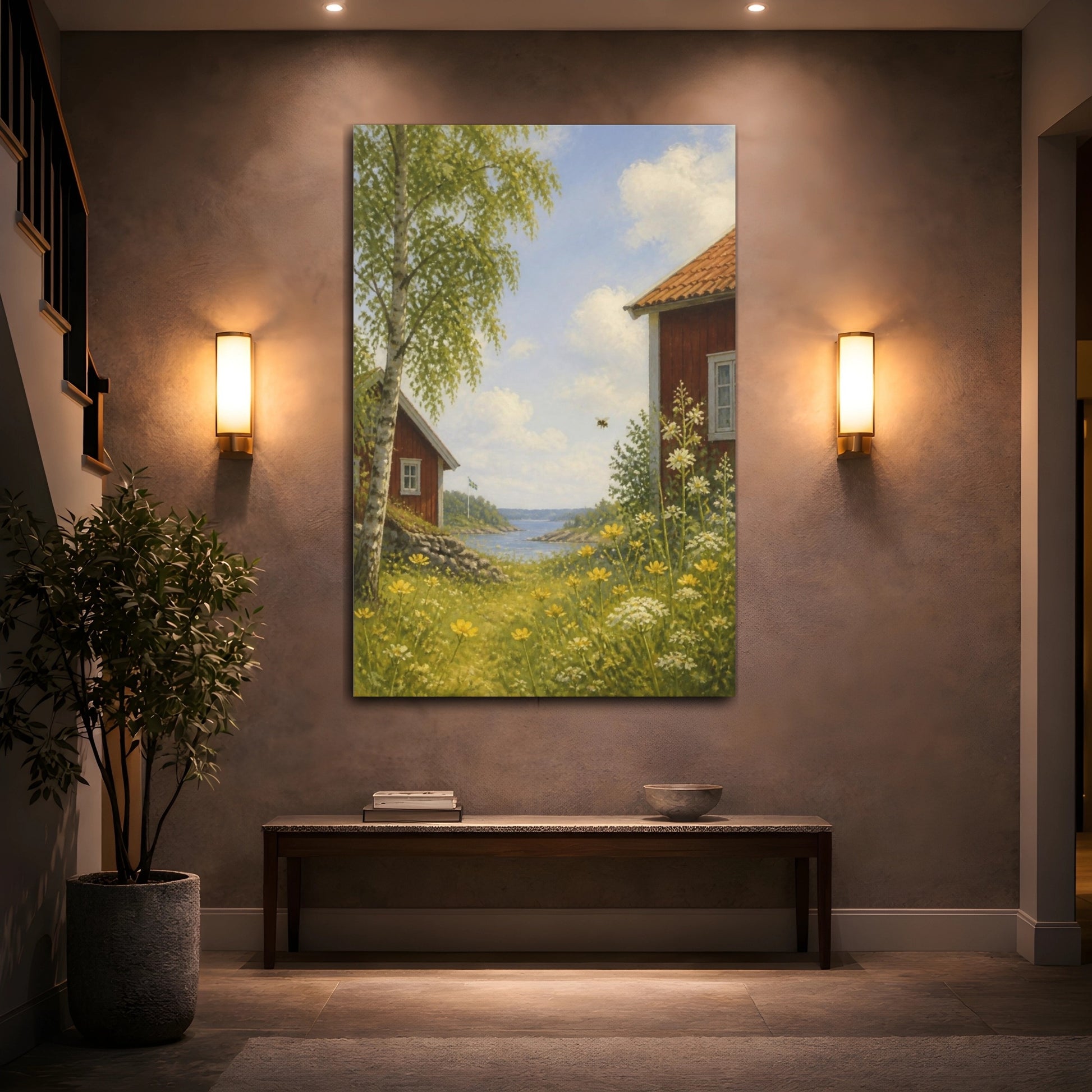 Mockup 2. Scandinavian Summer Meadow shown as canvas print