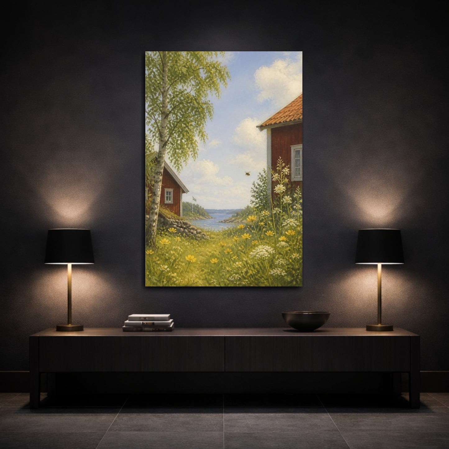 Mockup 3. Scandinavian Summer Meadow shown as canvas print