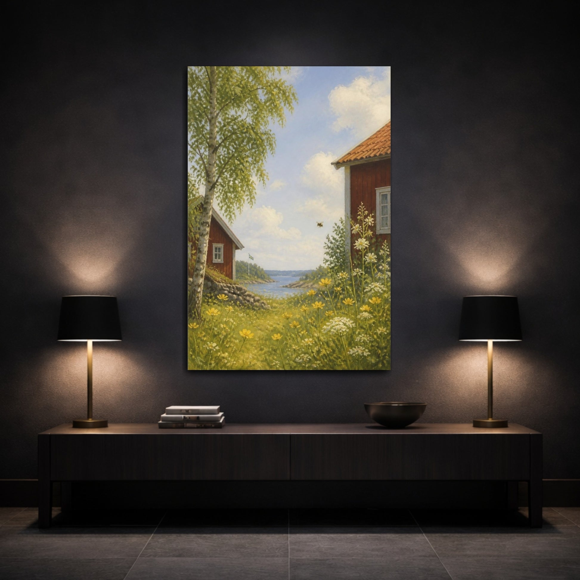 Mockup 3. Scandinavian Summer Meadow shown as canvas print