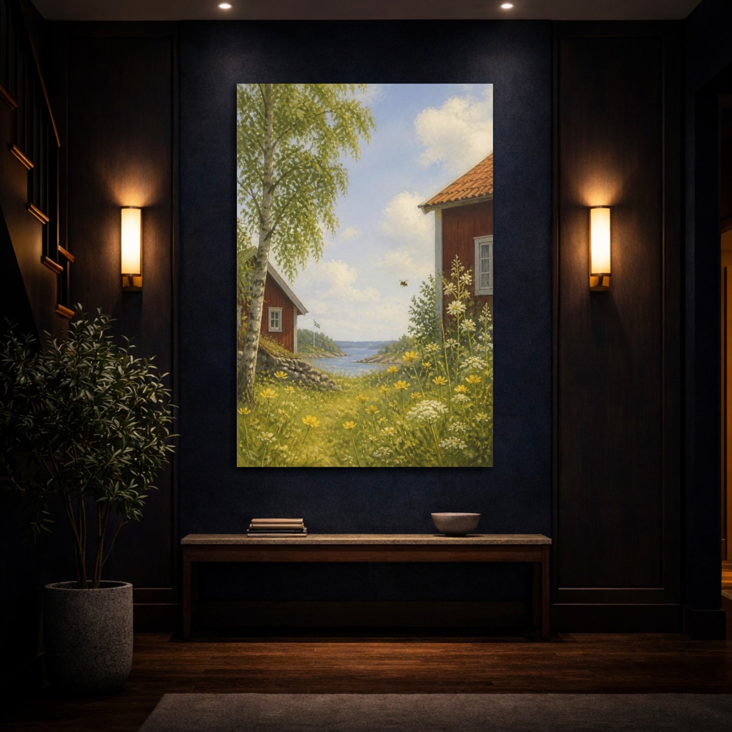 Mockup 4. Scandinavian Summer Meadow shown as canvas print