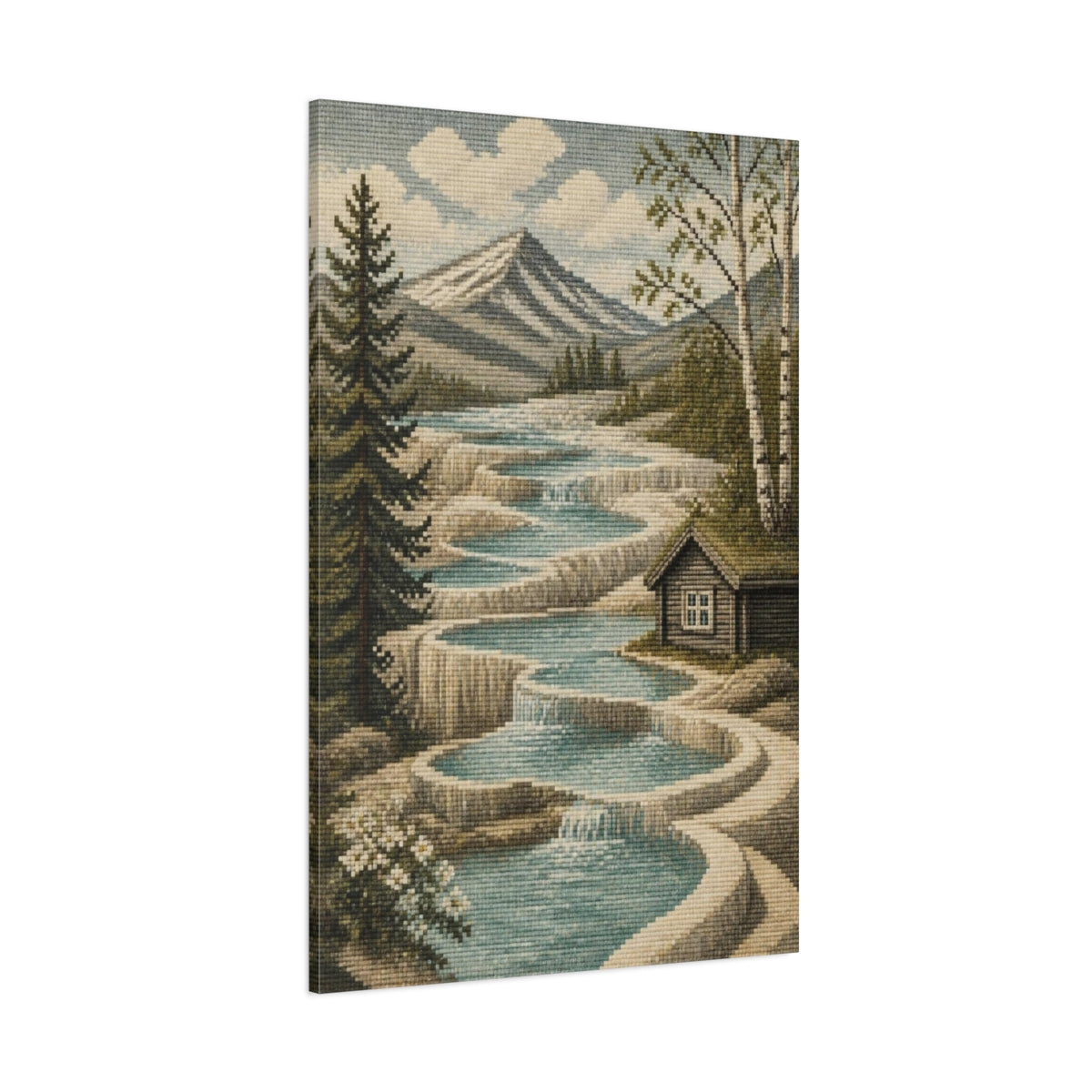 Side Mockup 1. Scandinavian Terraced Pools shown as canvas print