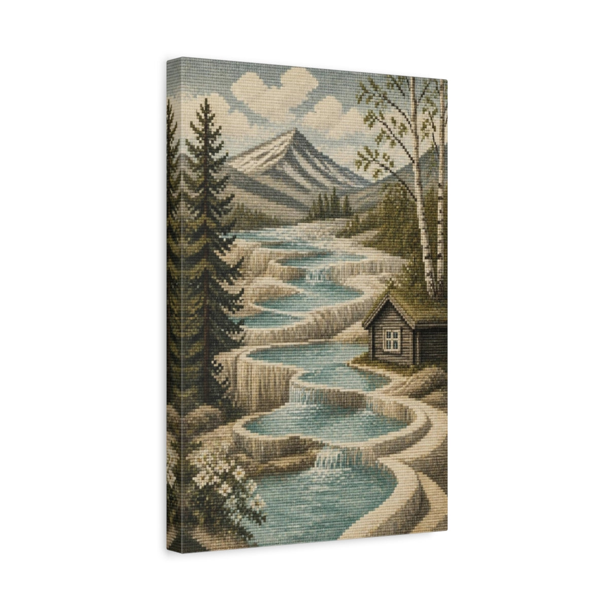 Side Mockup 4. Scandinavian Terraced Pools shown as canvas print