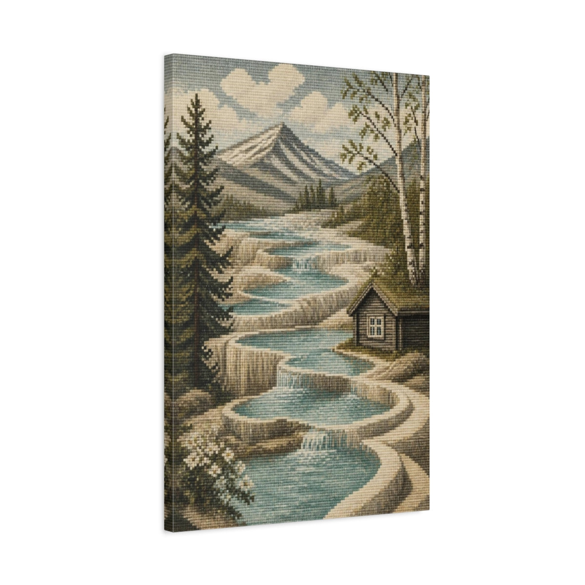 Side Mockup 2. Scandinavian Terraced Pools shown as canvas print