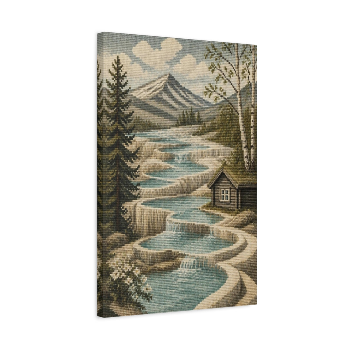 Side Mockup 3. Scandinavian Terraced Pools shown as canvas print