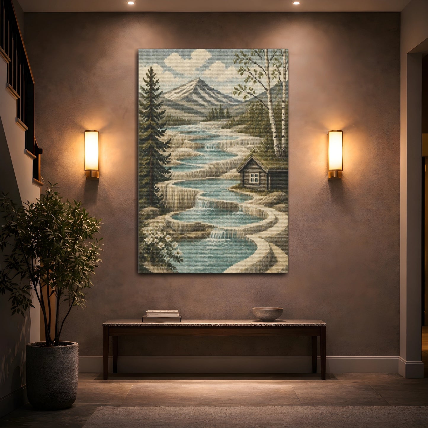 Mockup 2. Scandinavian Terraced Pools shown as canvas print