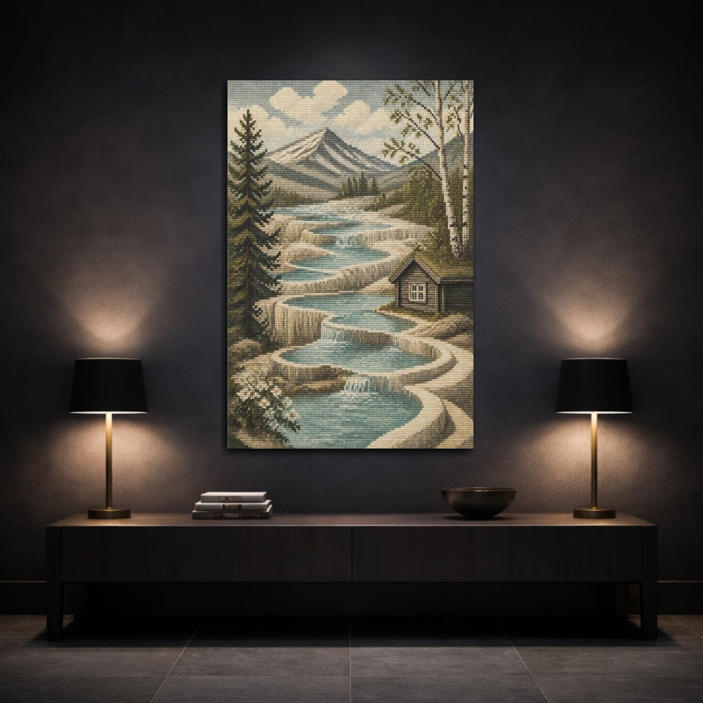 Mockup 3. Scandinavian Terraced Pools shown as canvas print
