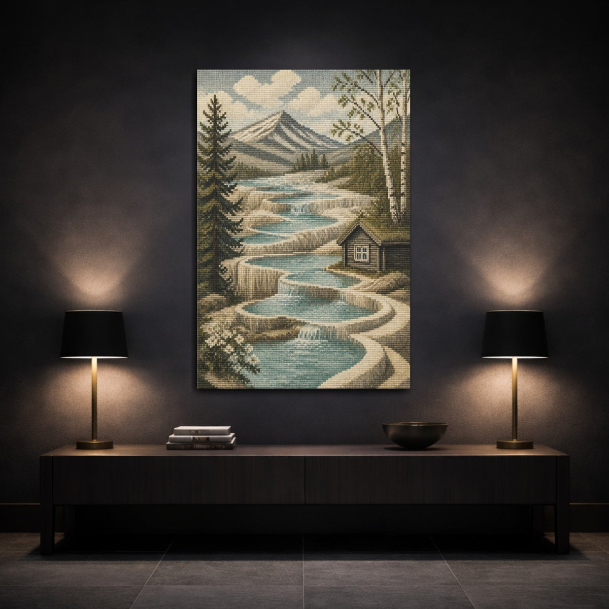 Mockup 3. Scandinavian Terraced Pools shown as canvas print