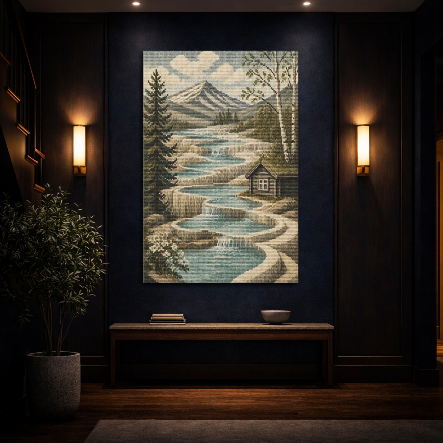 Mockup 4. Scandinavian Terraced Pools shown as canvas print