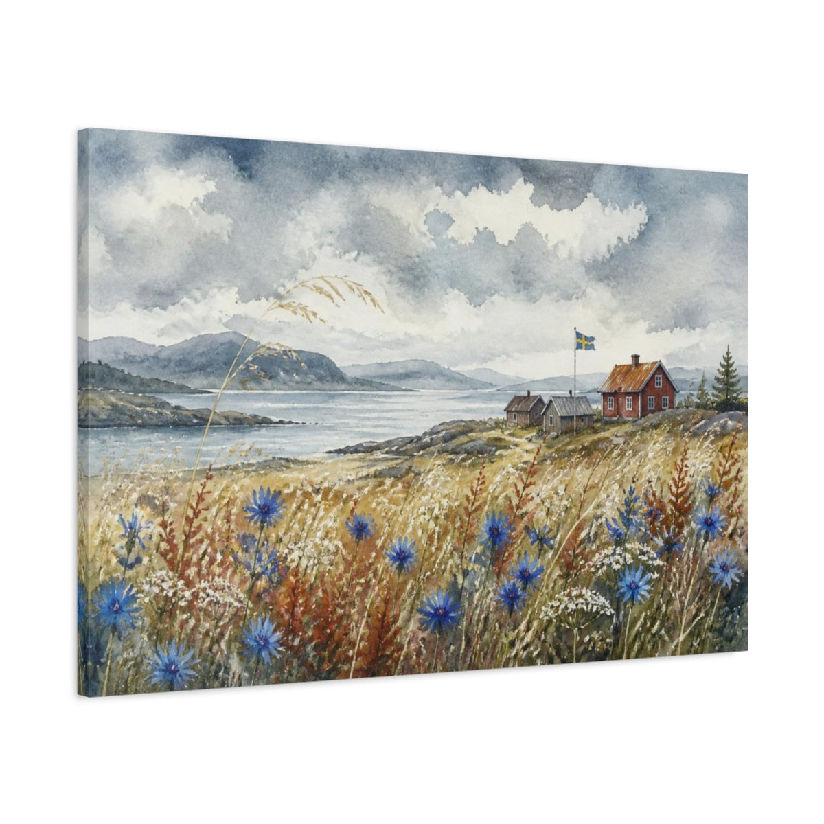 Main Mockup. Scandinavian Wildflower Meadow shown as canvas print