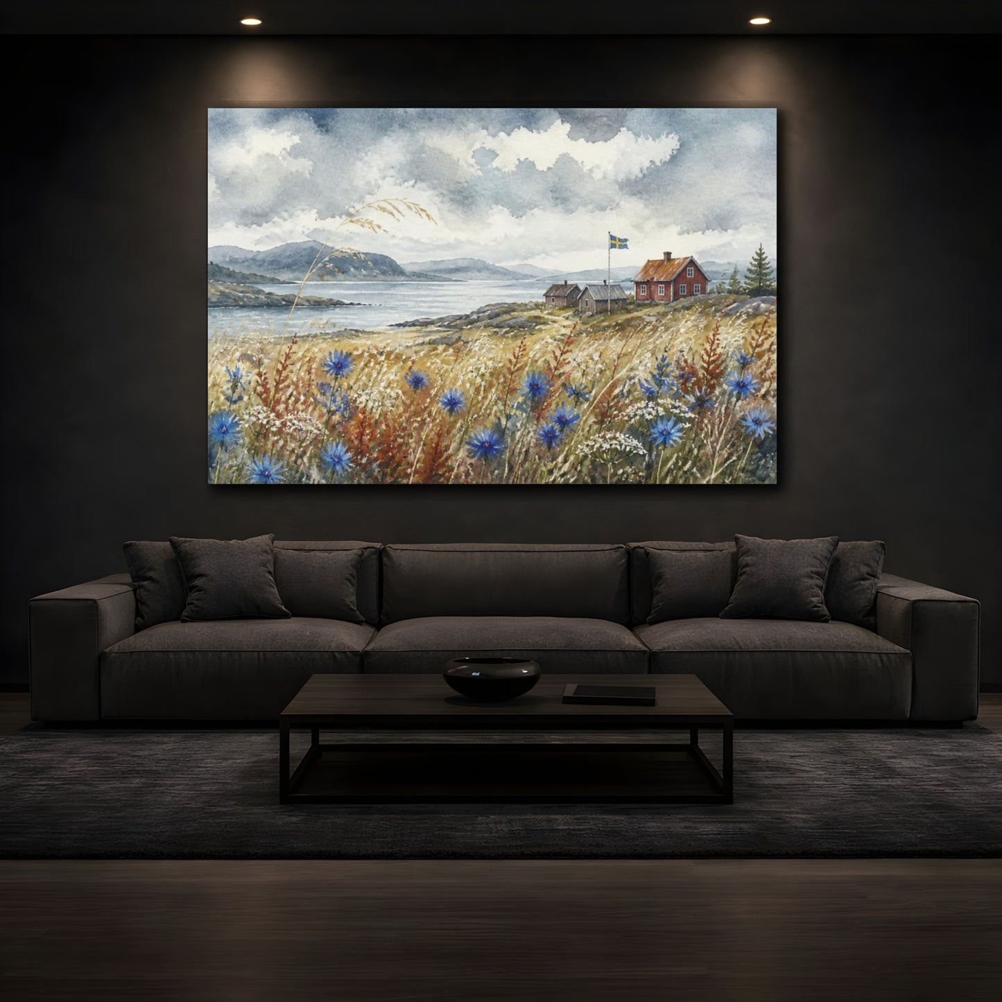 Mockup 3. Scandinavian Wildflower Meadow shown as canvas print