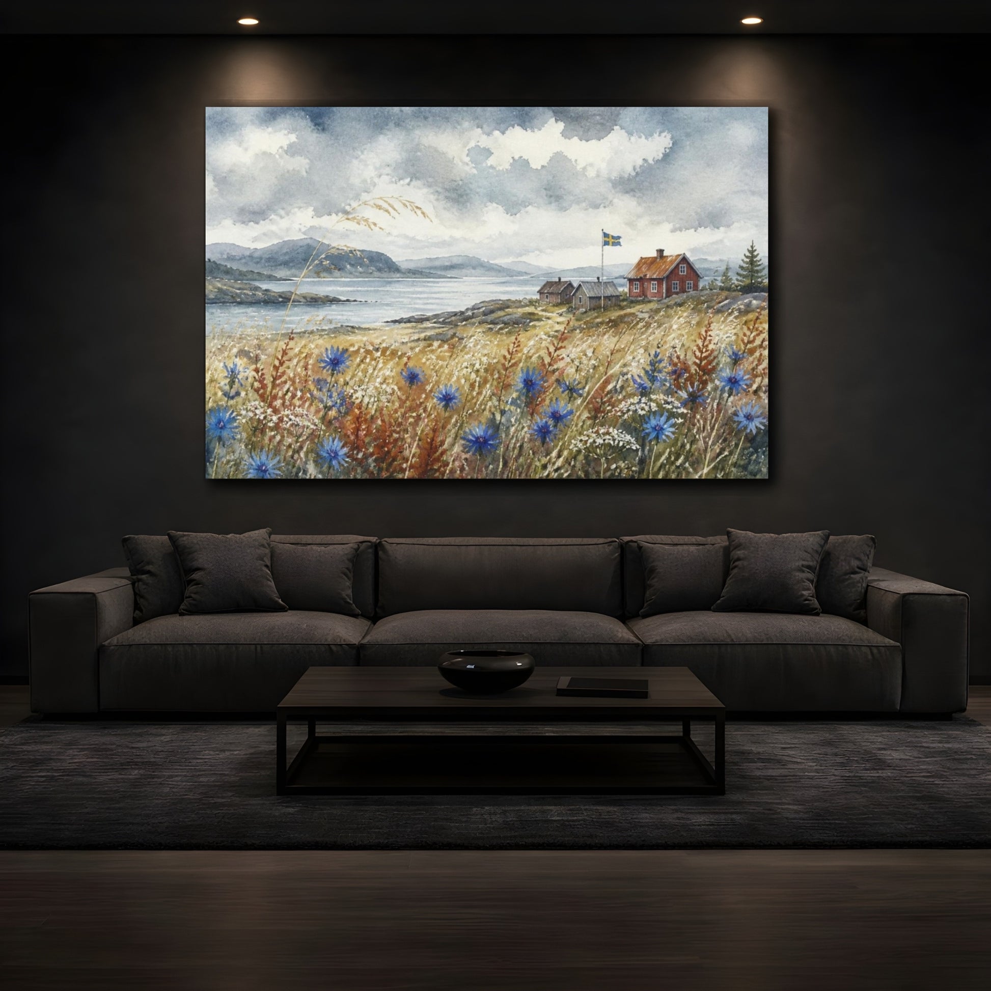 Mockup 3. Scandinavian Wildflower Meadow shown as canvas print