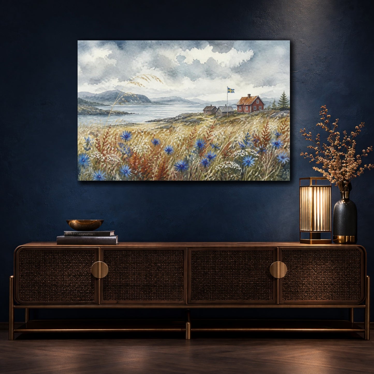 Mockup 4. Scandinavian Wildflower Meadow shown as canvas print