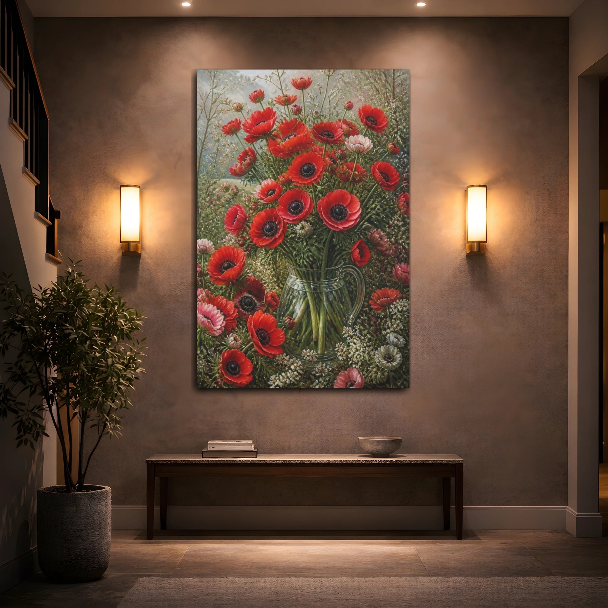 Mockup 2. Scarlet Anemone Flowers shown as canvas print
