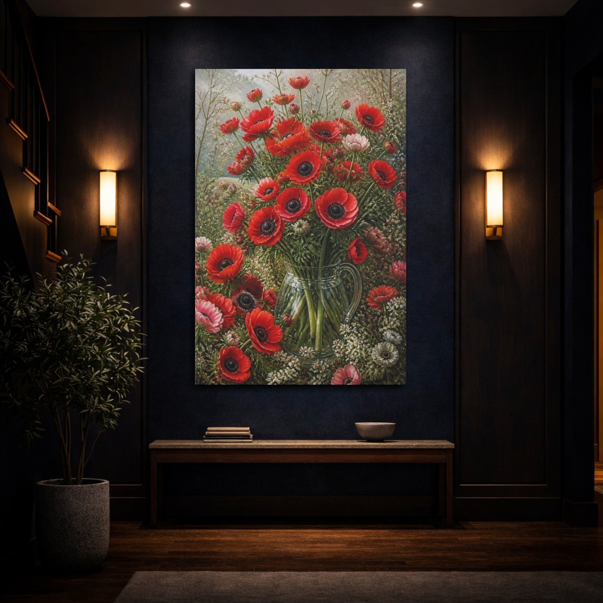 Mockup 4. Scarlet Anemone Flowers shown as canvas print