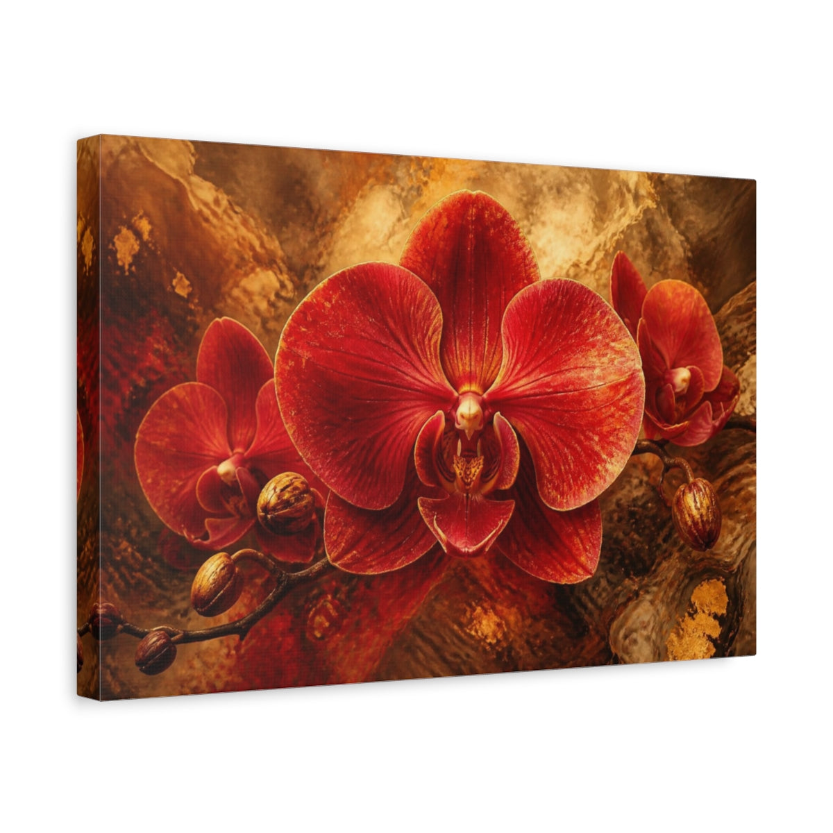 Side Mockup 4. Scarlet Orchid Floral Elegance shown as canvas print