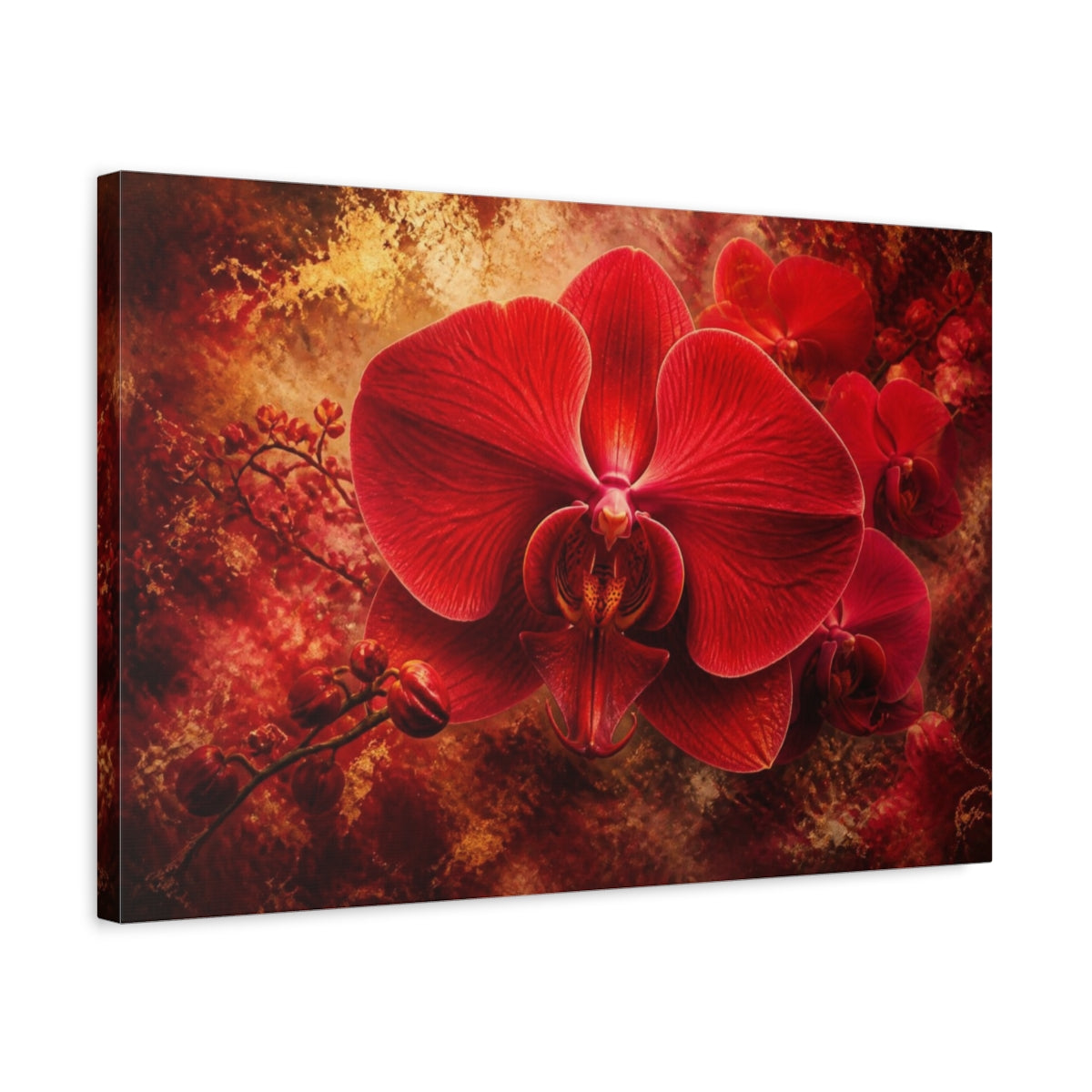 Side Mockup 3. Scarlet Orchid Floral Elegance shown as canvas print
