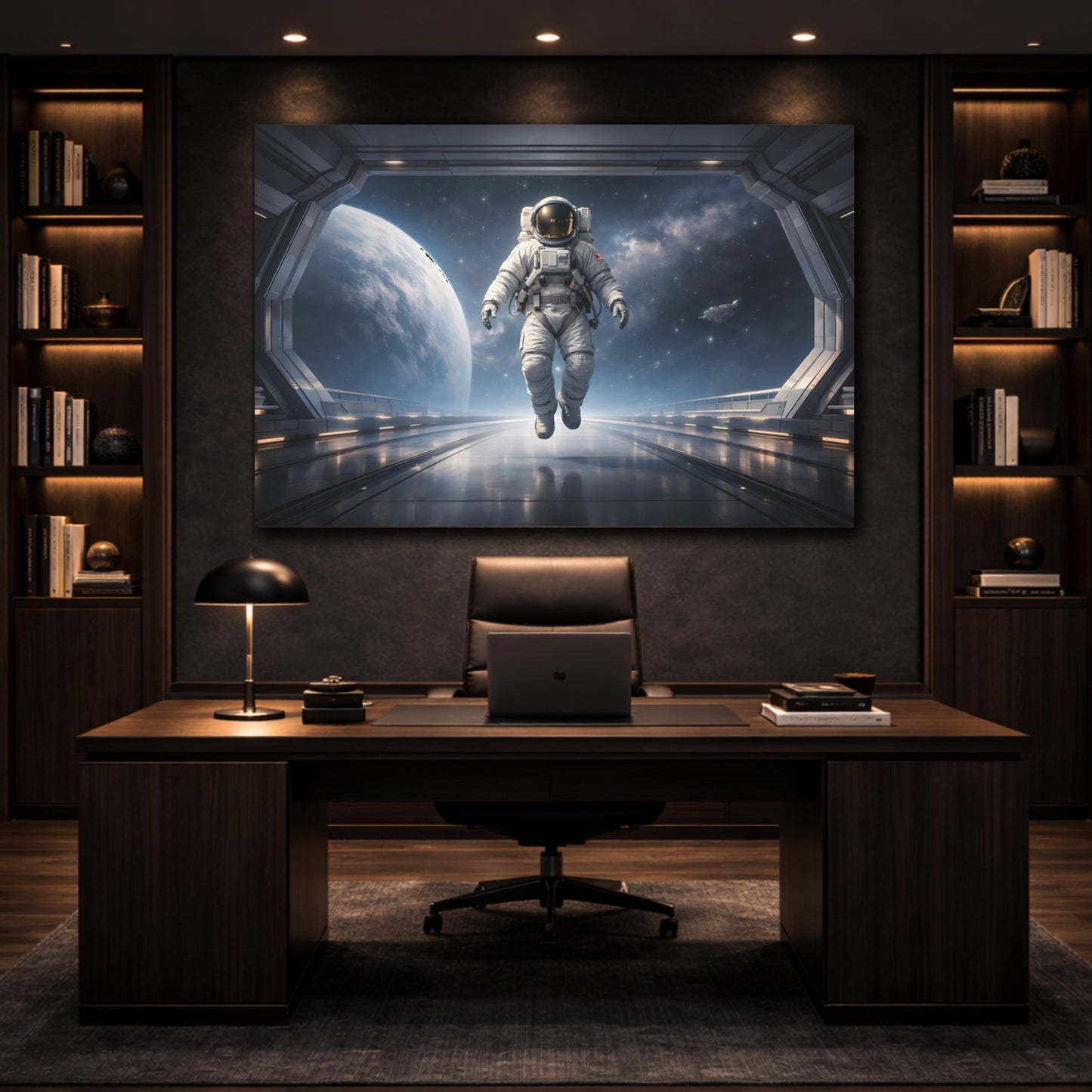 Science Fiction Astronaut Astronaut In Space shown as front canvas room wall art